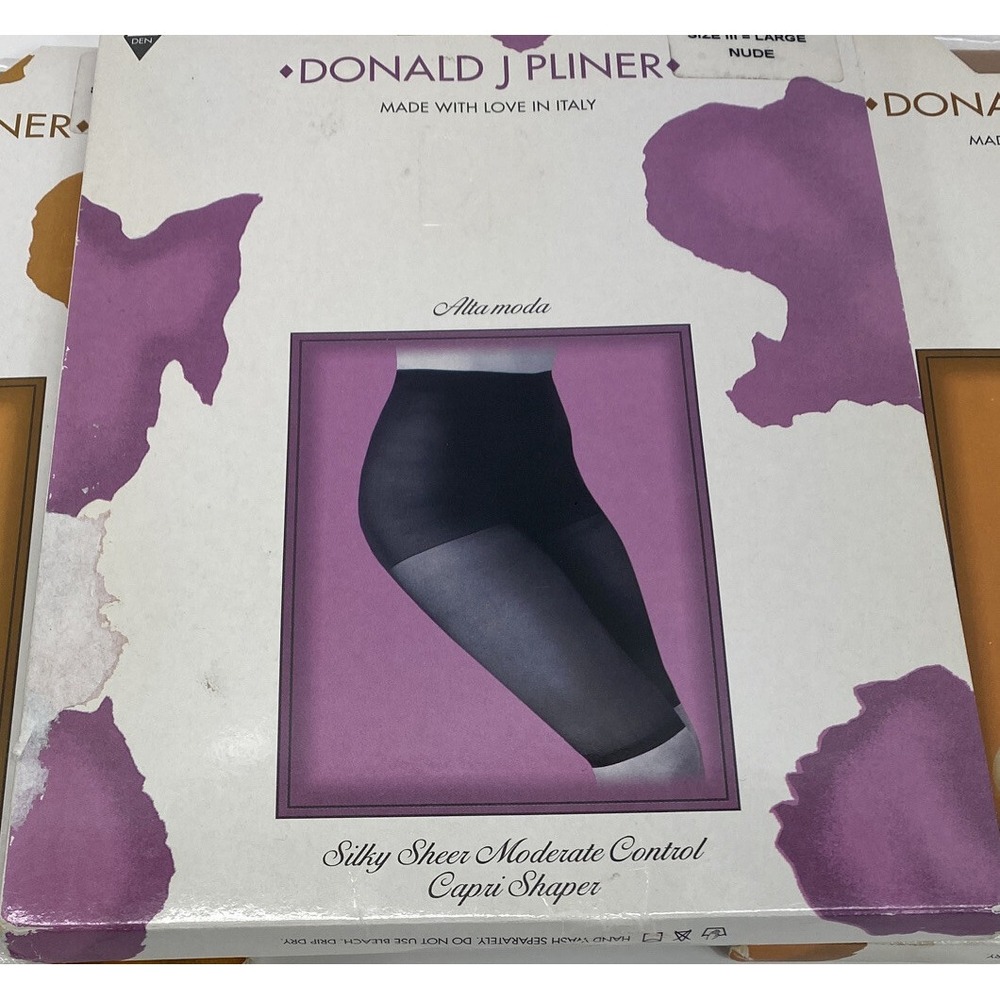 Donald J Pliner Pantyhose Size L Alta Mode Capri And 2 Ultra Sheer Control Top - Picture 3 of 5